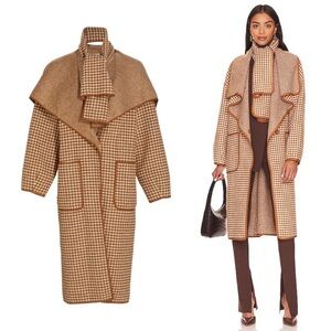 Joie Tan Checkered Cape Coat